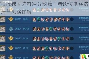 王者模拟战魏国阵容冲分秘籍王者段位低经济高收益恰烂分运营思路详解