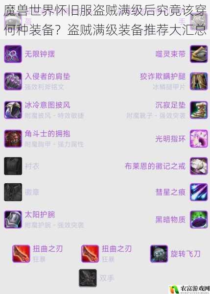 在魔兽世界怀旧服的世界里,盗贼作为一个极具魅力的职业,满级后的装备选择至关重要。就如同一位即将踏上战场的勇士,装备就像是他的武器和铠甲,决定着他的战斗力和生存能力。那么,魔兽世界怀旧服盗贼满级后究竟该穿何种装备呢?让我们一起深入探讨,为盗贼们提供一份全面的装备推荐大汇总。