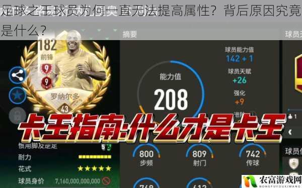 在足球之王这款热门游戏中,球员属性的提升一直是玩家们关注的焦点。许多玩家都发现,无论他们如何努力训练、升级,球员的属性似乎总是停留在一个固定的水平,无法进一步提高。这一现象引发了广泛的讨论和疑惑,究竟是什么原因导致了足球之王球员一直无法提高属性呢?将从多个方面进行深入剖析,揭开这一背后的秘密。