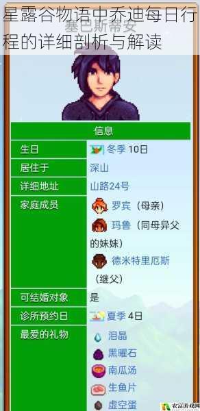 星露谷物语中乔迪每日行程的详细剖析与解读