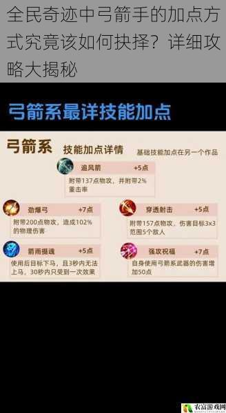 全民奇迹中弓箭手的加点方式究竟该如何抉择?详细攻略大揭秘