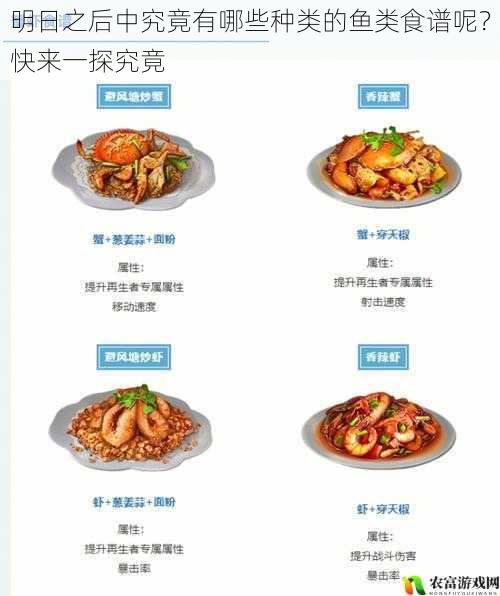 明日之后中究竟有哪些种类的鱼类食谱呢?快来一探究竟