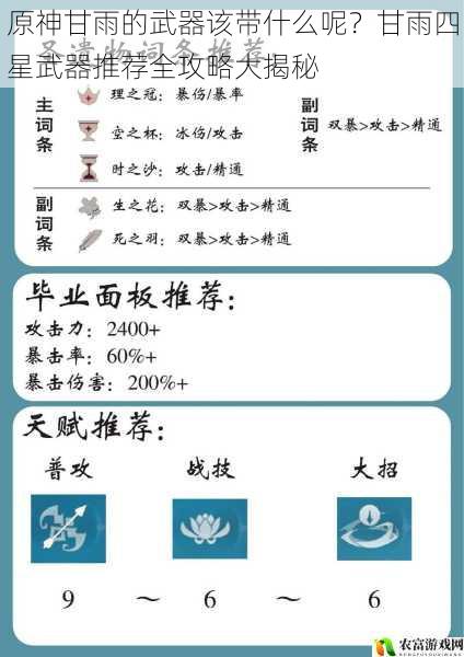 原神甘雨的武器该带什么呢?甘雨四星武器推荐全攻略大揭秘