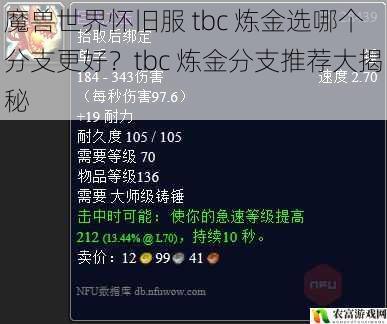 魔兽世界怀旧服 tbc 炼金选哪个分支更好?tbc 炼金分支推荐大揭秘