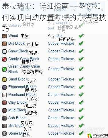 泰拉瑞亚:详细指南——教你如何实现自动放置方块的方法与技巧