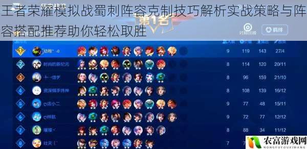 王者荣耀模拟战蜀刺阵容克制技巧解析实战策略与阵容搭配推荐助你轻松取胜