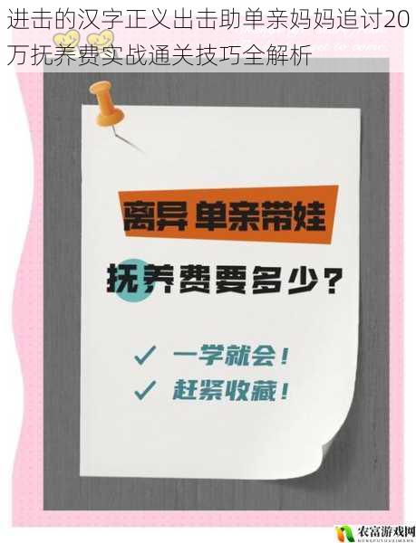 进击的汉字正义出击助单亲妈妈追讨20万抚养费实战通关技巧全解析