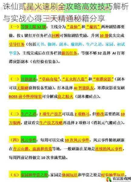 诛仙贰星火速刷全攻略高效技巧解析与实战心得三天精通秘籍分享