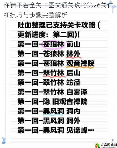 你猜不着全关卡图文通关攻略第26关详细技巧与步骤完整解析
