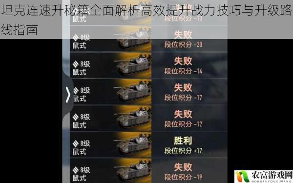 坦克连速升秘籍全面解析高效提升战力技巧与升级路线指南