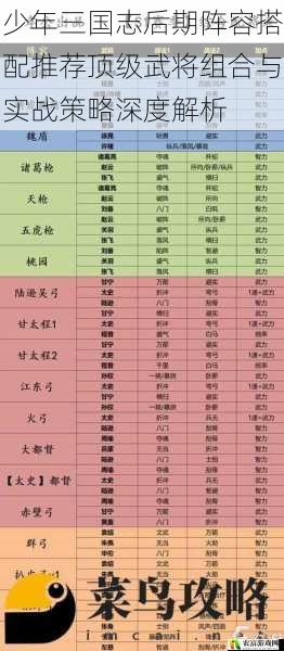 少年三国志后期阵容搭配推荐顶级武将组合与实战策略深度解析