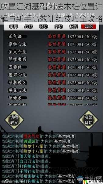 放置江湖基础剑法木桩位置详解与新手高效训练技巧全攻略