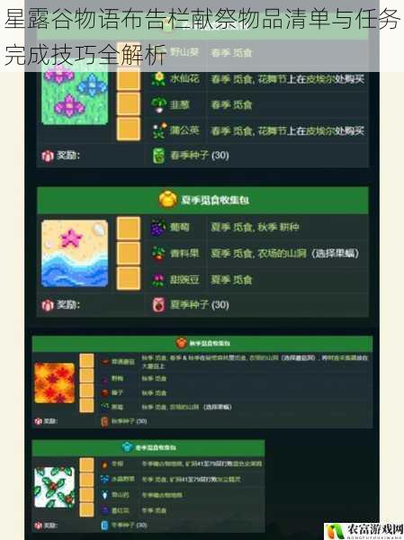 星露谷物语布告栏献祭物品清单与任务完成技巧全解析