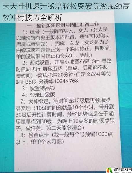 天天挂机速升秘籍轻松突破等级瓶颈高效冲榜技巧全解析