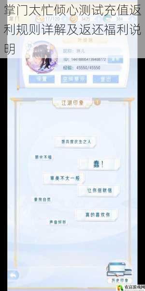 掌门太忙倾心测试充值返利规则详解及返还福利说明