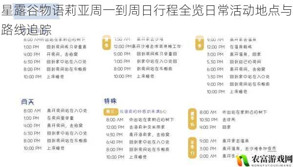星露谷物语莉亚周一到周日行程全览日常活动地点与路线追踪