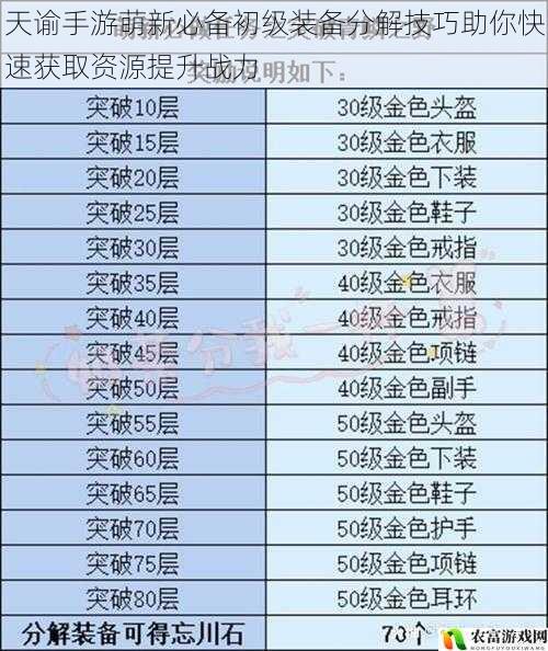天谕手游萌新必备初级装备分解技巧助你快速获取资源提升战力