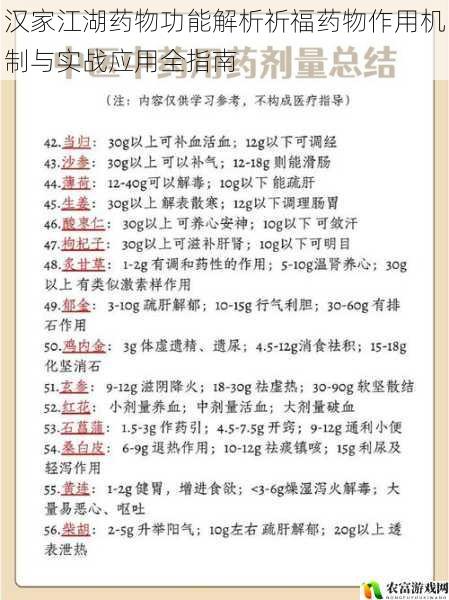 汉家江湖药物功能解析祈福药物作用机制与实战应用全指南