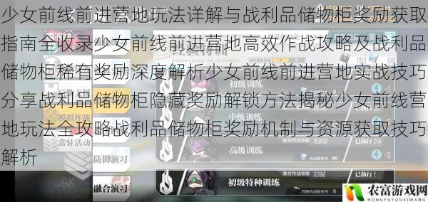 少女前线前进营地玩法详解与战利品储物柜奖励获取指南全收录少女前线前进营地高效作战攻略及战利品储物柜稀有奖励深度解析少女前线前进营地实战技巧分享战利品储物柜隐藏奖励解锁方法揭秘少女前线营地玩法全攻略战利品储物柜奖励机制与资源获取技巧解析