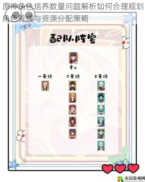 原神角色培养数量问题解析如何合理规划角色养成与资源分配策略